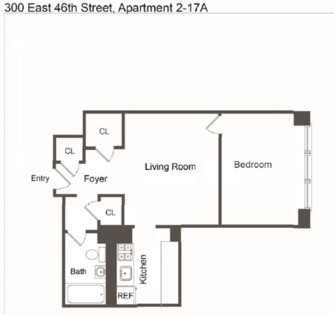 Floor plan for studio, 1 bath, 508 sqft